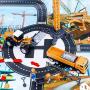 Construction Vehicle Truck Toy Set - 64PCS Kids Engineering Truck Playset with Play Mat, Crane, Cement, Fuel Truck, Wheel Loader with 3 Interchangeable Parts, Birthday for Boys Toddlers