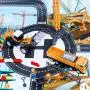 Construction Vehicle Truck Toy Set - 64PCS Kids Engineering Truck Playset with Play Mat, Crane, Cement, Fuel Truck, Wheel Loader with 3 Interchangeable Parts, Birthday for Boys Toddlers