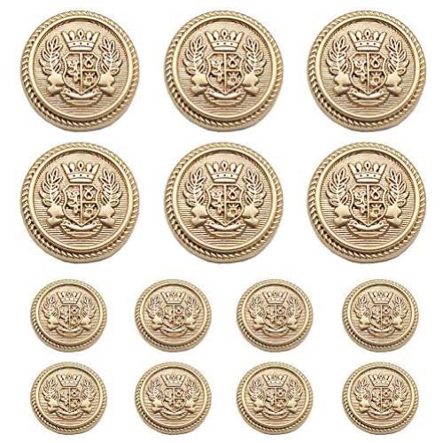 MebuZip 14 Pieces Matte Gold Metal Blazer Button Set 15mm 20mm for Blazers, Suits, Sport Coats, Uniform, Jackets (MBM21) MebuZip 14 Pieces Matte Gold Metal Blazer Button Set 15mm 20mm for Blazers, Suits, Sport Coats, Uniform, Jackets (MBM21)