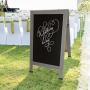 Sandwich Board Sidewalk Chalkboard Sign: Reinforced, Heavy-Duty / 10 Chalk Markers / 40 PC. Stencil Set/Chalk/Eraser/Double Sided/Large 40x23 Chalk Board Standing Sign A-Frame (Whitewash Grey)
