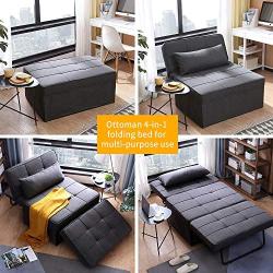 Diophros Folding Ottoman Sleeper Bed, 4 in 1 Multi-Function Adjustable Ottoman Sofa Bed Bench Guest Sofa Chair Convertible Sofa for Living Room (Dark Grey)