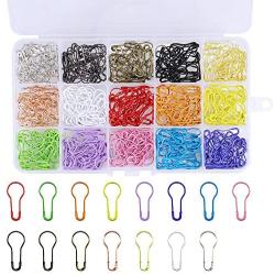 450pcs 15 Colors Assorted Bulb Safety Pins Pear Shaped Pins Metal Safety Pins Knitting Stitch Markers Sewing Making with Storage Box