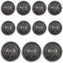 11 Piece Antiqued Black Silver Metal Blazer Button Set - Crown - for Blazer, Suits, Sport Coat, Uniform, Jacket (Black Silver)