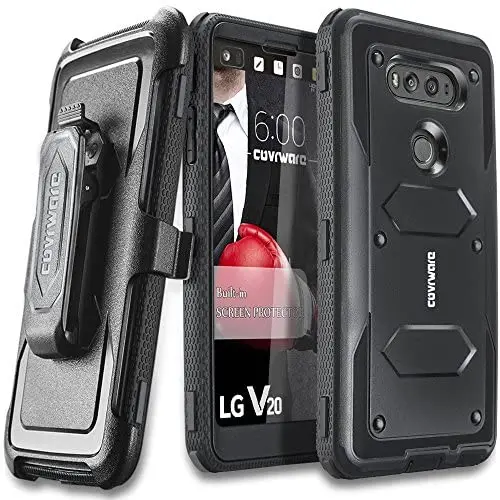 COVRWARE AEGIS Series CASE for LG V20 with Built-in [Screen Protector] Heavy Duty Full-Body Rugged Holster Armor Case [Belt Swivel Clip][Kickstand] - Black