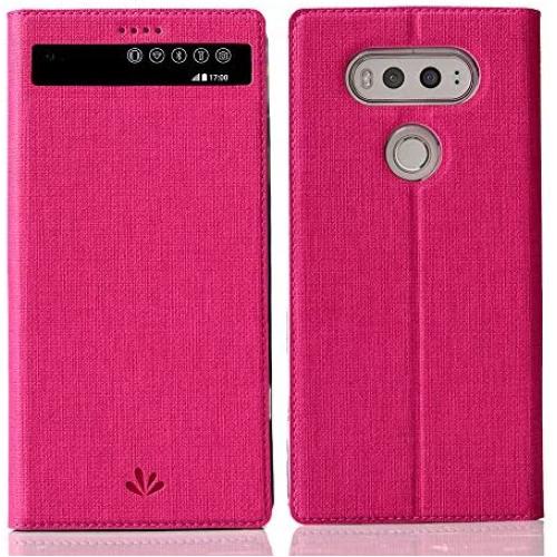 LG V20 case,Feitenn Premium Flip Leather PU Wallet View Window Smart Case Stand Kicstand Card Holder Magnetic Closure TPU Bumper Slim fit Cover case for LG V20 (Red)
