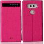 LG V20 case,Feitenn Premium Flip Leather PU Wallet View Window Smart Case Stand Kicstand Card Holder Magnetic Closure TPU Bumper Slim fit Cover case for LG V20 (Red)