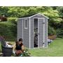 KETER Manor 4x6 Resin Outdoor Storage Shed Kit-Perfect to Store Patio Furniture, Garden Tools Bike Accessories, Beach Chairs and Lawn Mower, Grey & White