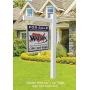 4Ever Products Vinyl PVC Real Estate Sign Post - White with Flat Cap - 5 Post