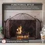 Best Choice Products 3-Panel 55x33in Solid Wrought Iron See-Through Metal Fireplace Screen, Spark Guard Safety Protector w/Decorative Scroll - Pewter Best Choice Products 3-Panel 55x33in Solid Wrought Iron See-Through Metal Fireplace Screen, Spark Guard Safety Protector w/Decorative Scroll - Pewter