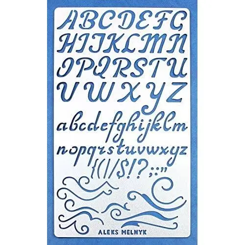Aleks Melnyk #34.2 Metal Journal Stencil/Alphabet Letter Number, ABC/Stainless Steel Stencil 1 PCS/Template Tool for Painting, Wood Burning, Pyrography and Engraving/Scrapbooking/Crafting/DIY