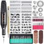 Uolor 108 Pcs Engraving Tool Kit, Multi-Functional Electric Corded Micro Engraver Etching Pen DIY Rotary Tool for Jewelry Glass Wood Metal Ceramic Plastic with Scriber, 82 Accessories and 24 Stencils