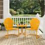 Crosley Furniture KO10004TG Griffith 3-Piece Retro Metal Outdoor Seating Set with 2 Chairs and Side Table, Tangerine