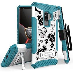 Beyond Cell Trishield Series Compatible with S9+ Case/Military Grade Rugged Cover + [Metal Kickstand] + [ Belt Clip Holster ] Compatible with Samsung Galaxy S9 Plus (2018) - Printed Cute Puppies