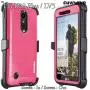COVRWARE Iron Tank Series Case for LG K20 Plus /K20 V/Harmony/Grace 4G /K10 (2017) Built-in [Screen Protector] Heavy Duty Full-Body Holster Armor [Brushed Metal Texture] Case [Belt Clip], Pink