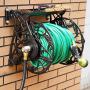 G GOOD GAIN Decorative Wall Mount Metal Garden Hose Reel, Holds 130-Feet of 5/8-Inch Hose Cast Iron Steel Garden Hose Reel - Black