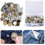 Bestgle 80 Sets 17mm Jeans Button Replacement Kit Metal Tack Button Snap Button for Denims, Jeans, Jackets with Plastic Storage Box, 8 Styles