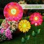 Juegoal 25 Inch Flower Garden Stakes Decor, Shaking Head Metal Outdoor Sunflowers Daisy Glow in Dark Metal Yard Art, Indoor Outdoor Lawn Pathway Patio Ornaments,Set of 2
