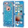 Anuck Case for iPhone 6S Plus Case, for iPhone 6 Plus Case (5.5 inch), 3 in 1 Hybrid Heavy Duty Defender Case Sparkly Floating Liquid Glitter Protective Hard Shell Shockproof TPU Cover - Blue