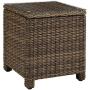 Crosley Furniture KO70051WB-NV Bradenton Outdoor Wicker 5-Piece Set (Sofa, 2 Arm Chairs, Side & Coffee Table), Brown with Navy Cushions