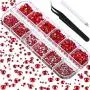 TecUnite 2000 Pieces Flat Back Gems Round Crystal Rhinestones 6 Sizes (1.5-6 mm) with Pick Up Tweezer and Rhinestones Picking Pen for Crafts Nail Face Art Clothes Shoes Bags DIY (Red) TecUnite 2000 Pieces Flat Back Gems Round Crystal Rhinestones 6 Sizes (1.5-6 mm) with Pick Up Tweezer and Rhinestones Picking Pen for Crafts Nail Face Art Clothes Shoes Bags DIY (Red)
