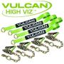 VULCAN Car Tie Down with Chain Anchors - Lasso Style - 2 Inch x 96 Inch, 4 Pack - High-Viz - 3,300 Pound Safe Working Load