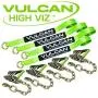 VULCAN Car Tie Down with Chain Anchors - Lasso Style - 2 Inch x 96 Inch, 4 Pack - High-Viz - 3,300 Pound Safe Working Load