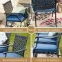 Top Space 4 Piece Metal Outdoor Wrought Iron Patio Furniture,Dinning Chairs Set with Arms and Seat Cushions (4 PC, Blue) Top Space 4 Piece Metal Outdoor Wrought Iron Patio Furniture,Dinning Chairs Set with Arms and Seat Cushions (4 PC, Blue)