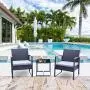 Viewee 3 Pieces Patio Rattan Sets, Modern Outdoor Furniture with 2 PE Rattan Chairs, 2 Thicker Cushions and 1 Square Metal Side Table for Indoor and Outdoor Porches, Decks and Balconies Viewee 3 Pieces Patio Rattan Sets, Modern Outdoor Furniture with 2 PE Rattan Chairs, 2 Thicker Cushions and 1 Square Metal Side Table for Indoor and Outdoor Porches, Decks and Balconies