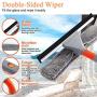 Baban Squeegee Window Cleaner 2 in 1 Window Cleaning Tool with Elbow and Straight Extension Pole, 61'' Telescopic Window Washing Equipment with Bendable Head for Car Indoor Outdoor High Windows (2 Pad)