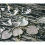 Bastex Heart Shaped Pendants for Jewelry Making. 80 Pieces of DIY Pendant Tray Necklace Charms, Includes Metal Bezels and Cabochons - 1 inch, Silver and Black
