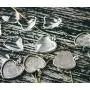 Bastex Heart Shaped Pendants for Jewelry Making. 80 Pieces of DIY Pendant Tray Necklace Charms, Includes Metal Bezels and Cabochons - 1 inch, Silver and Black