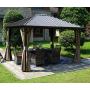 Kozyard Rosana Hardtop Aluminum Permanent Gazebo with 2-Layer Sidewalls (10ftx12ft)