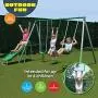 Sportspower My First Metal Swing Set with Slide, Green/White Sportspower My First Metal Swing Set with Slide, Green/White