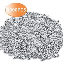 Crimp Beads 3mm, 1000 Pieces Stopper Beads Metal Bead Spacers for DIY Bracelet Jewelry Making, Silver