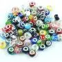RUBYCA Silver Color Murano Glass Beads Fit European Charm Bracelet Spacer by eART 50pcs Mix