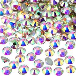 1440 Pack Crystal Flat Back Rhinestone Round Diamante Gems, Non-Self-Adhesive (Crystal AB, 4 MM)