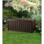 Keter Glenwood Plastic Deck Storage Container Box Outdoor Patio Furniture 101 Gal, Brown