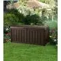 Keter Glenwood Plastic Deck Storage Container Box Outdoor Patio Furniture 101 Gal, Brown Keter Glenwood Plastic Deck Storage Container Box Outdoor Patio Furniture 101 Gal, Brown