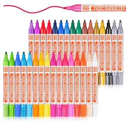 Paint Pens for Rocks, 32 Vibrant Colors Paint Markers Kit for Glass, Stone, Wood, Fabric, Metal, Ceramic, Rock & More, Medium Point, Oil Based, Great for DIY Crafts Making Easter Eggs Ornaments