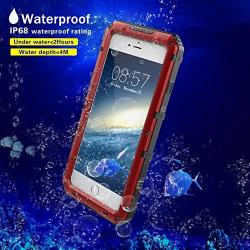 Mitywah Waterproof Case for iPhone 7/8 Plus, Heavy Duty Military Grade Armor Metal Case, Full Body Protective Shockproof Dustproof Strong Rugged Thick Case for iPhone 7/8 Plus, Red