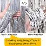 Moohome 2 Pack 3.28 ft x 9.84 ft Metallic Sparkle Silver Fringe Curtains Tinsel Foil Curtains for Party Backdrop Photo Booth Backdrop Door Window Streamer Curtain Party Wedding Background Decor