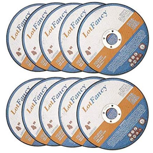 LotFancy Cut off Wheels, 4 Inch by 0.045 Inch, Angle Grinder Cutting Wheels, Metal and Stainless Steel Cutting Disc, 5/8” Arbor, Pack of 10