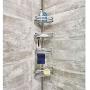 iDesign York Metal Wire Tension Rod Corner Shower Caddy, Adjustable 5-9 Pole and Baskets for Shampoo, Conditioner, Soap with Hooks for Razors, Towels, Silver