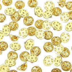 Brass Clutch Badge Insignia Clutches Pin Backs Replacement (Gold, 50 Pieces)