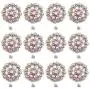 MarryAcc Berry Conchos with Screws Metal Flower Rhinestone Conchos 12 Pieces (Color 6)