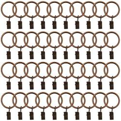 40 Pack Metal Curtain Rings with Clips Copper Decorative Drapery Rustproof Vintage 1.26 Inch Interior Diameter