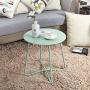 Small Metal Side Table, Outdoor Patio Side Table Round Coffee Table for Porch, Yard, Balcony, Garden (Mint Green)