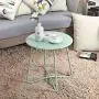 Small Metal Side Table, Outdoor Patio Side Table Round Coffee Table for Porch, Yard, Balcony, Garden (Mint Green)