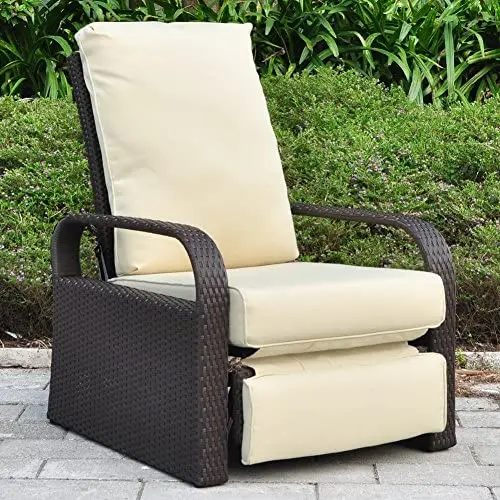 Outdoor Wicker Recliner Chair with 5.12 Cushions, Automatic Adjustable Patio Chaise Lounge Chairs, Aluminum Frame. UV Resistant and Rustless Outdoor Wicker Recliner Chair with 5.12 Cushions, Automatic Adjustable Patio Chaise Lounge Chairs, Aluminum Frame. UV Resistant and Rustless