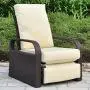 Outdoor Wicker Recliner Chair with 5.12 Cushions, Automatic Adjustable Patio Chaise Lounge Chairs, Aluminum Frame. UV Resistant and Rustless Outdoor Wicker Recliner Chair with 5.12 Cushions, Automatic Adjustable Patio Chaise Lounge Chairs, Aluminum Frame. UV Resistant and Rustless